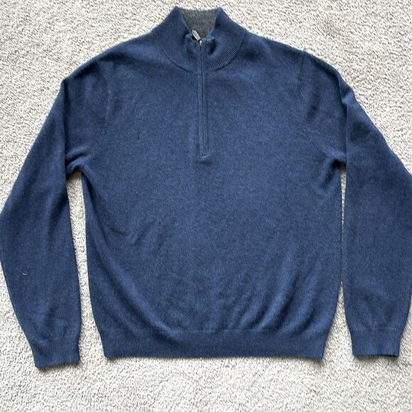 Saks Fifth Avenue Black Men’s 1/4 Zip Cashmere Sweater - Picture 1 of 10